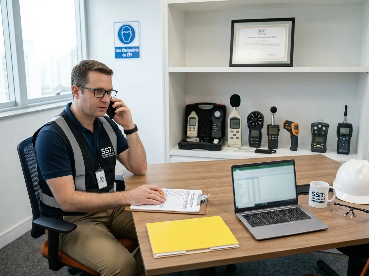 Contato SST Blumenau — profissional de segurança do trabalho em atendimento técnico via WhatsApp